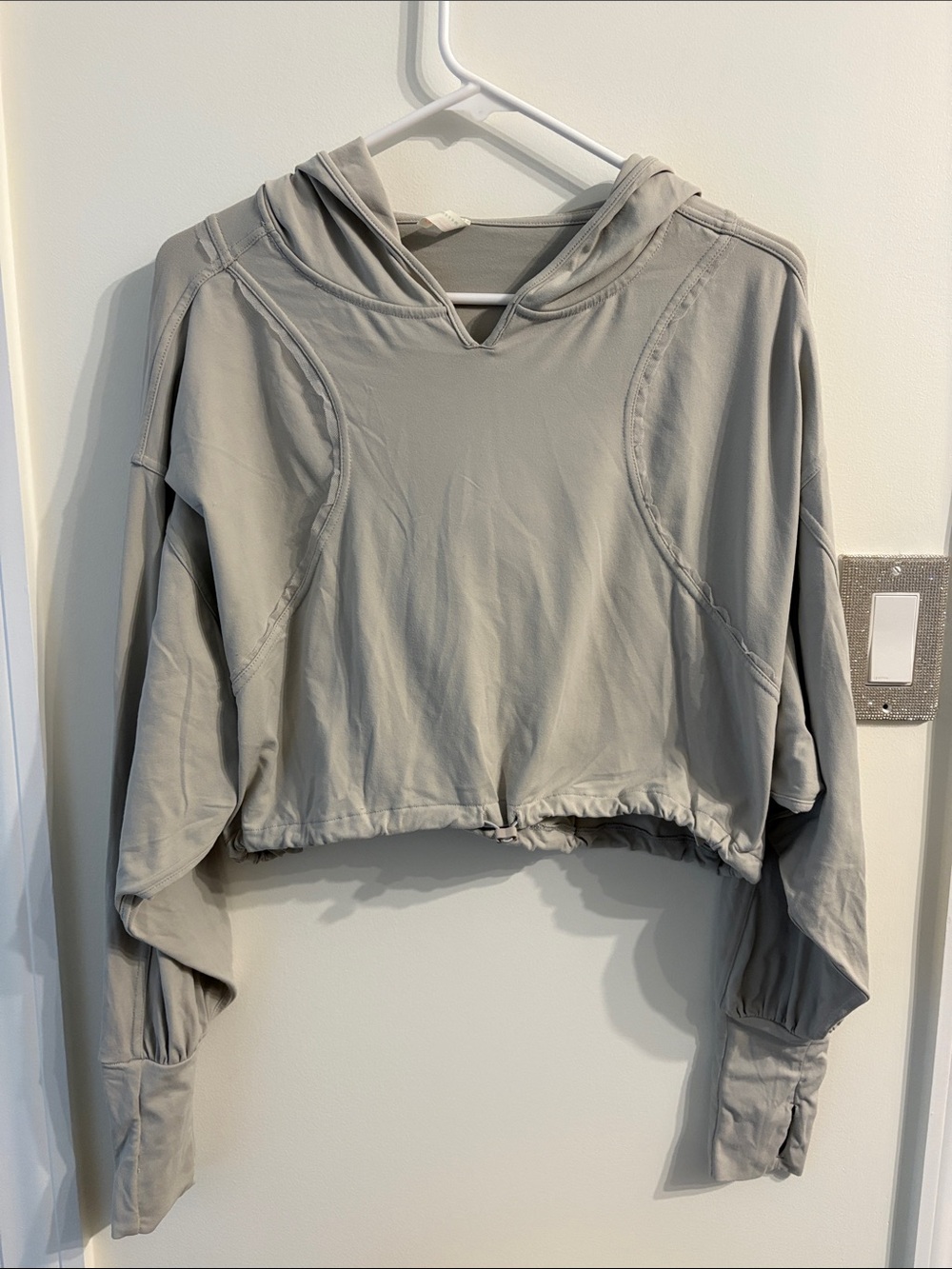 Free People FP Movement Gray Cropped Hoodie Pullover Sweatshirt Size medium